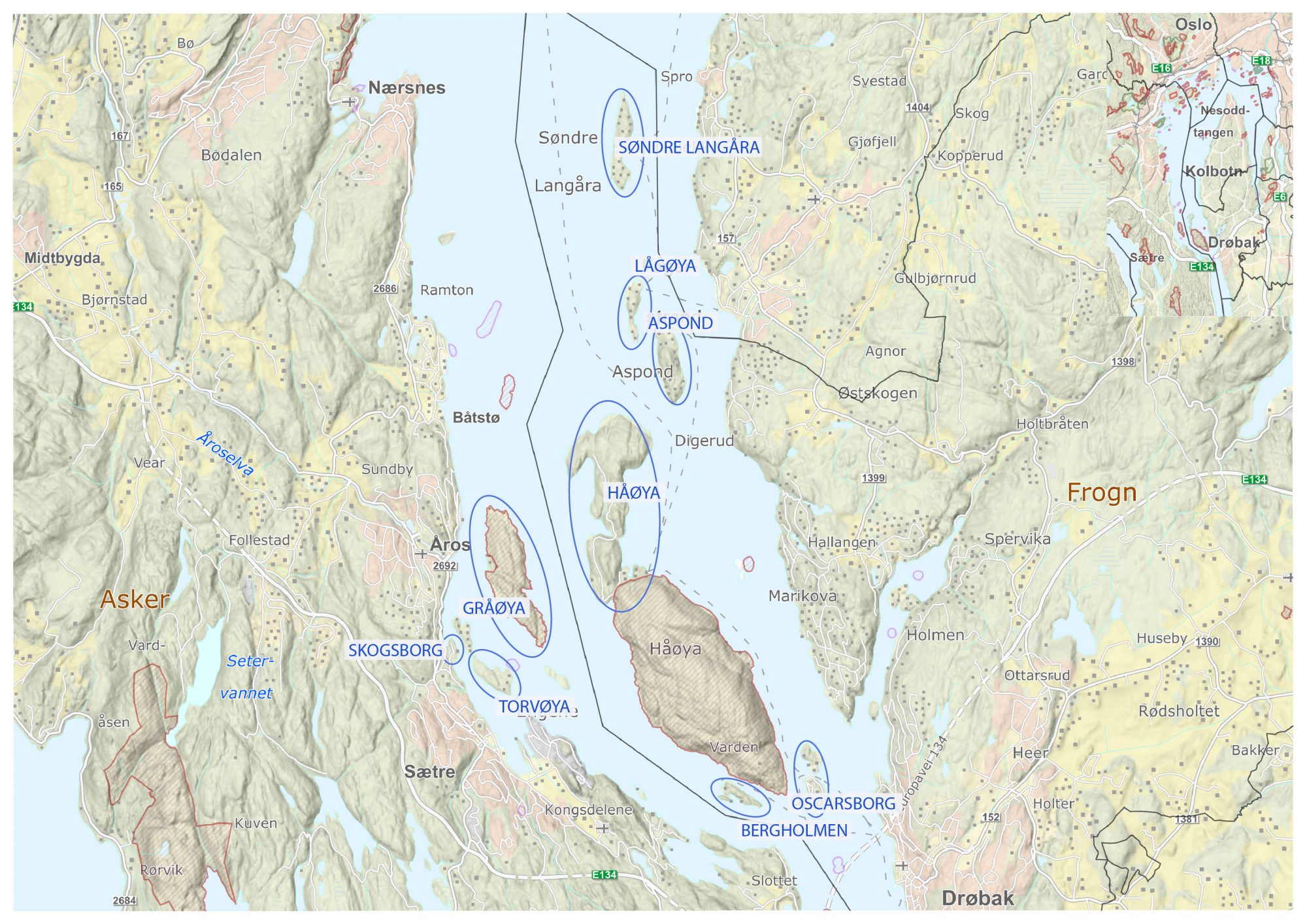 Områdene som inngår i prosjektet